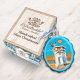 Adorno de cristal de mercurio de la Torre Laguna Beach de G. DeBrekht - Decoración navideña costera - 777557