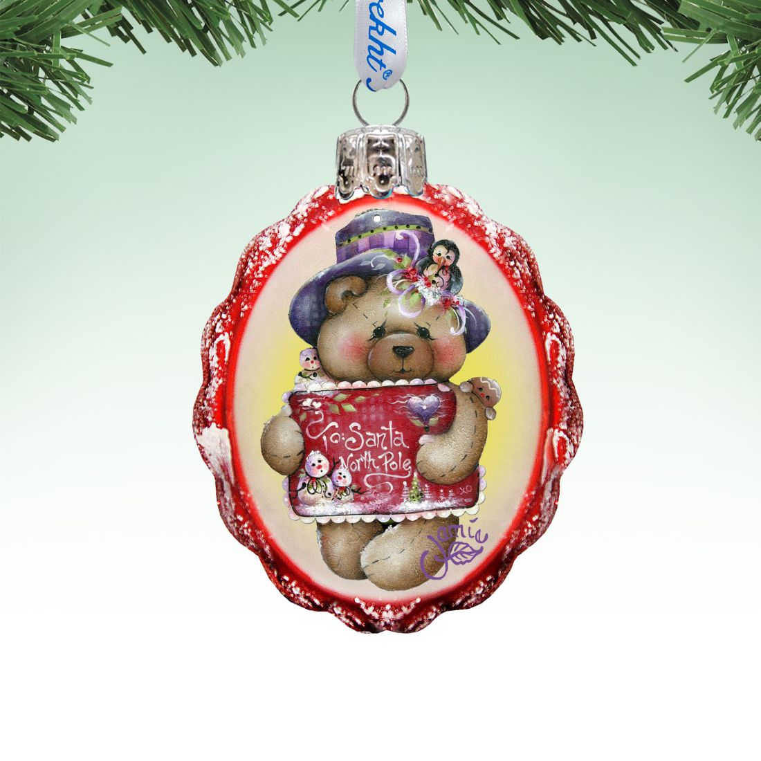 Note to North Pole Santa Mercury Glass Ornament by Jamie Mills-Price - Christmas Santa Snowman Décor - 778205-7510
