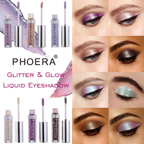PHOERA Magnificent Metals Glitter and Glow Liquid Eyeshadow 12 Colors - Lootquake