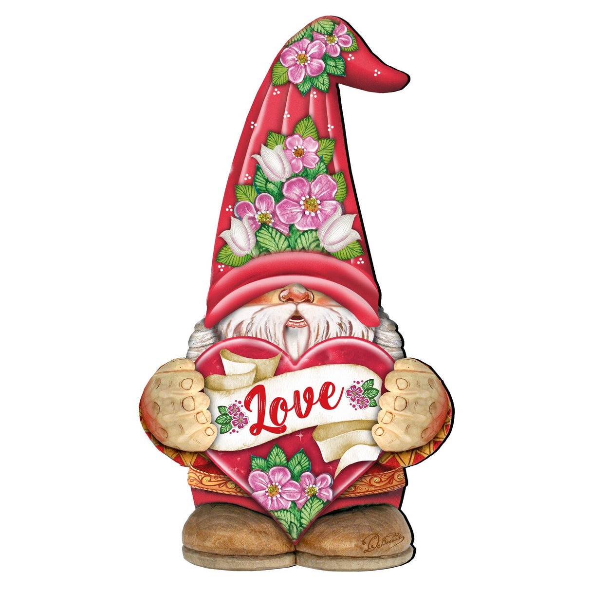 Love Gnome Wooden Door Hanger Wall Art by G. DeBrekht - Love Family Kids Decor - 8611018H