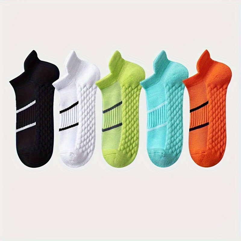 5 pares de calcetines deportivos profesionales para hombre, de verano, de malla fina, transpirables, absorbentes del sudor, antiolor, con protección para el talón y las orejas.