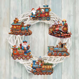 Tren navideño de Papá Noel: juego de 6 adornos decorativos de madera con clip, de G. Debrekht - Decoración navideña - 8090123C-S6