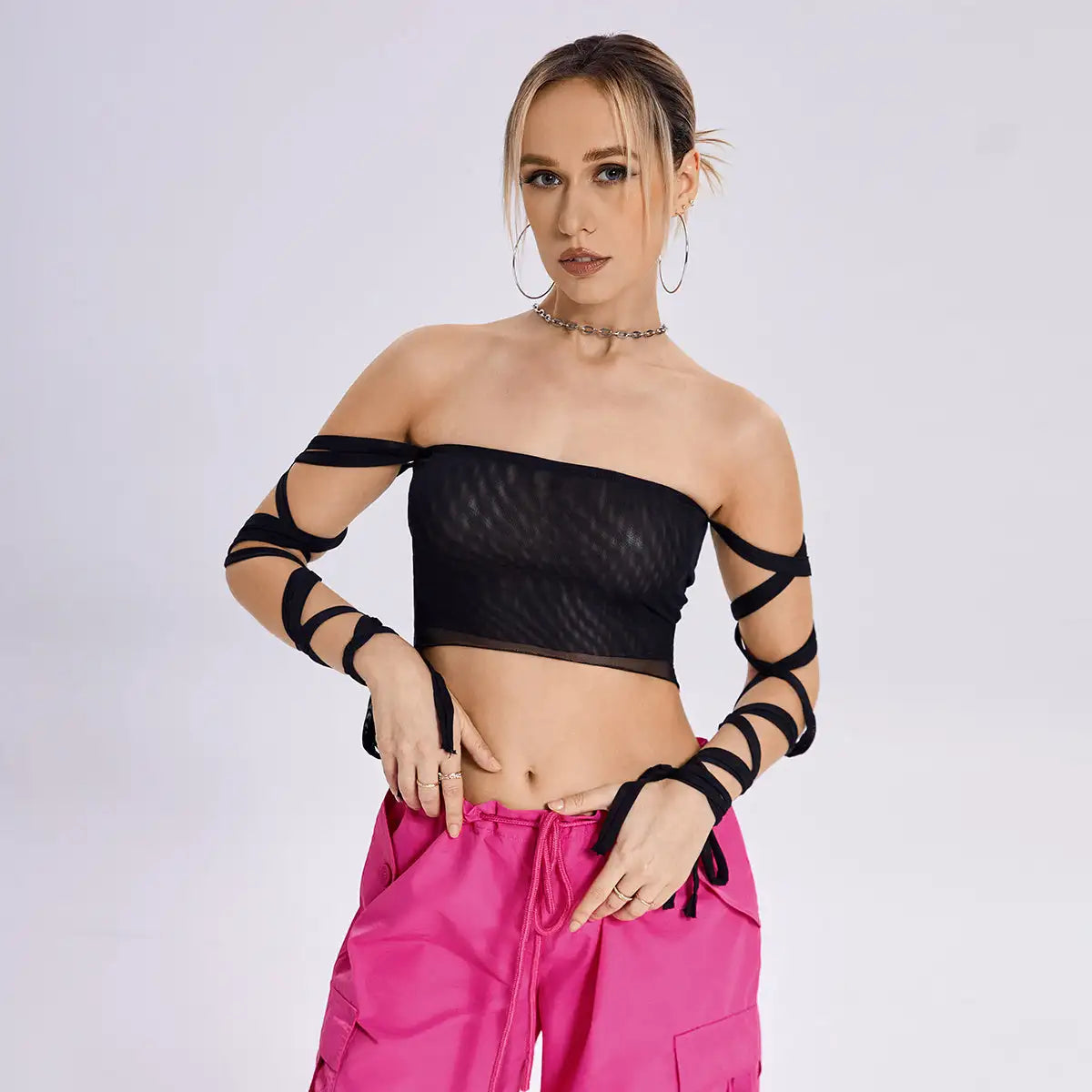 2023 New Style Womens Elastic Cross Arm Solid Color Straps Tank Top Casual Summer Ladies Slim Top - Lootquake