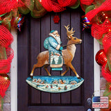 Decoración navideña para puerta con Papá Noel y reno, de G. DeBrekht - Decoración navideña con Papá Noel y muñeco de nieve - 8151123H