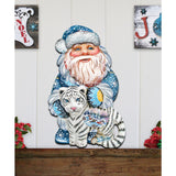 White Tiger Santa Christmas Door Decor by G. DeBrekht - Christmas Santa Snowman Decor - 8118091H