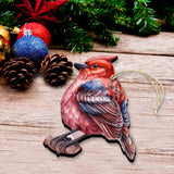 Adornos de madera con pájaros rojos del bosque de G.Debrekht - Decoración navideña con temática de vida silvestre - 8710005-1