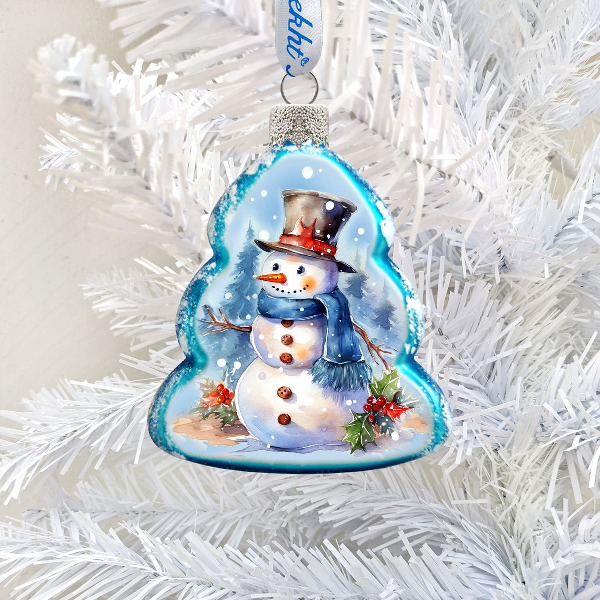 Cheerful Snowman Mercury Glass Ornaments by G. Debrekht - Christmas Santa Snowman Decor - 776022