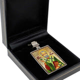 Collar de San Patricio bañado en plata, joyería religiosa, cabujón de madera bañado en oro - Icono sagrado celta - Decoración celta - 43060R