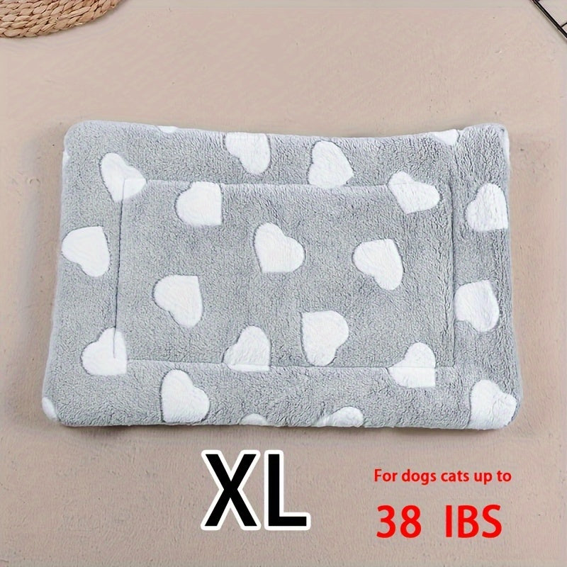 Manta rectangular para mascotas, resistente a la suciedad y para todas las estaciones - Cómoda cama con estampado de pata de perro y corazón (1 unidad)