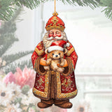 Adornos de madera con forma de osito de peluche de Papá Noel, de G. Debrekht - Decoración navideña de muñeco de nieve de Papá Noel - 8691415