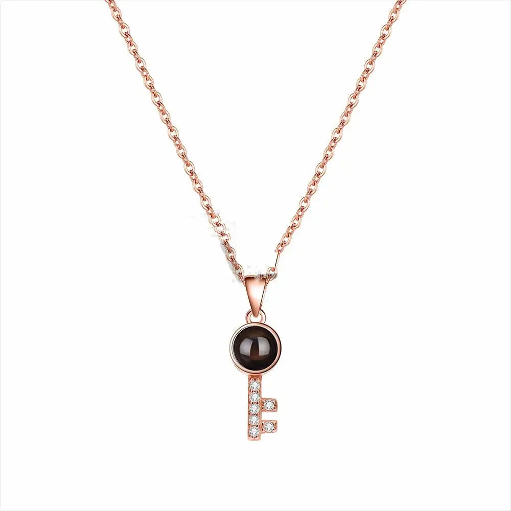 Minimalist Pure Silver Key Pendant Photo Projection Necklace - Lootquake