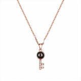Minimalist Pure Silver Key Pendant Photo Projection Necklace - Lootquake