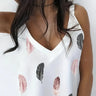 Ladies' V-neck Feather Print Fashionable Versatile Casual Camisole Vest - Lootquake