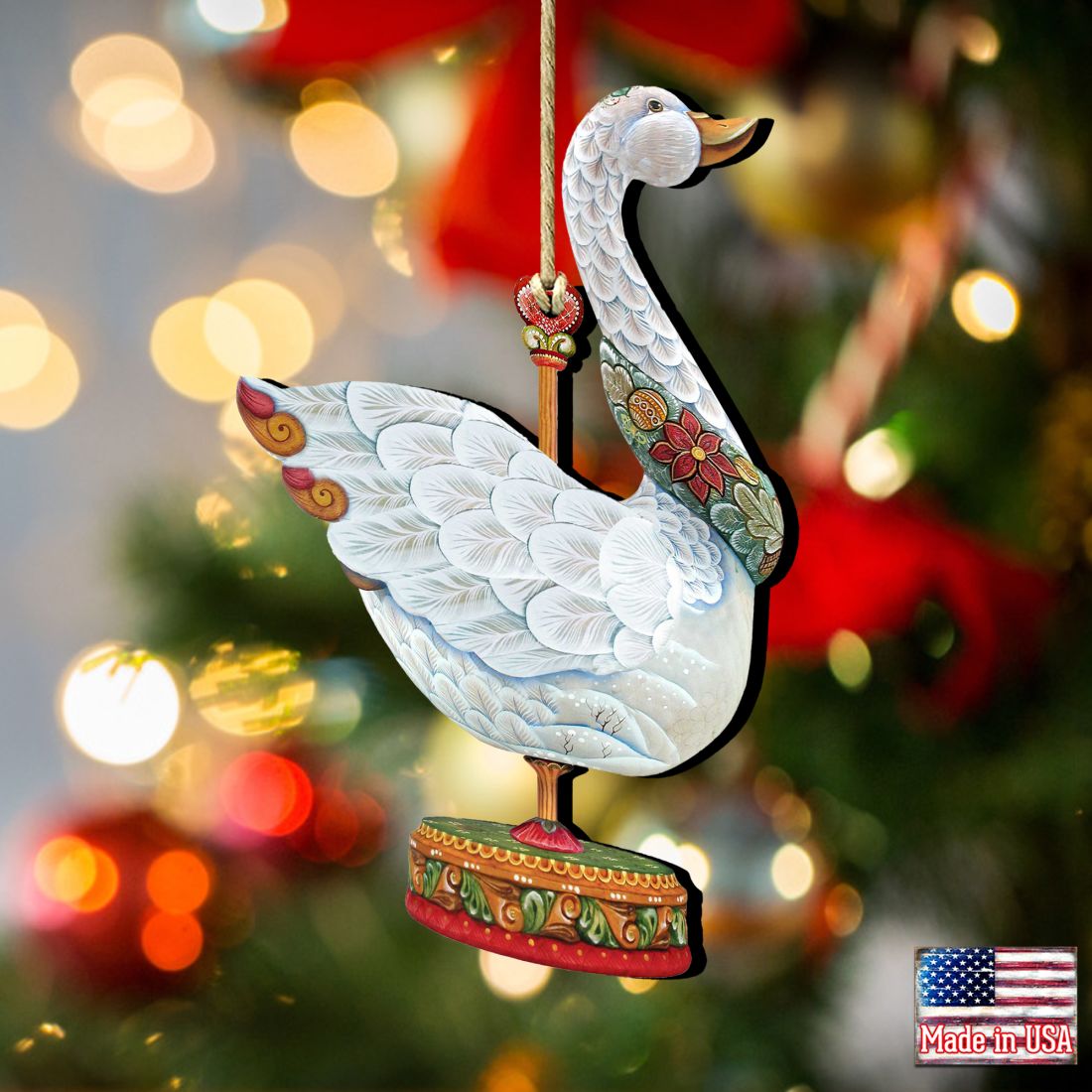 Carousel Goose Christmas Wooden Ornaments by G. DeBrekht - Carousel Holiday Decor - 8114039