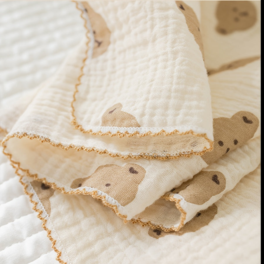 1pc Soft and Breathable Baby Muslin Swaddle Blanket for Boys and Girls - Cute Print Design - Perfect Newborn Baby Gift for Christmas