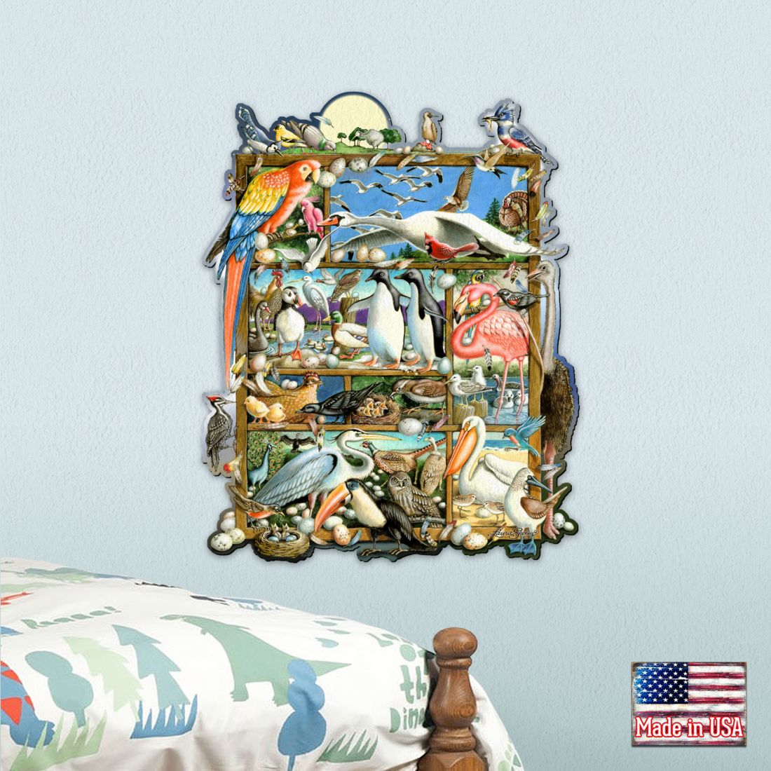 Birds Whimsical Wall Art by Laura Seeley - Love Family Kids Decor - 8513001-LS