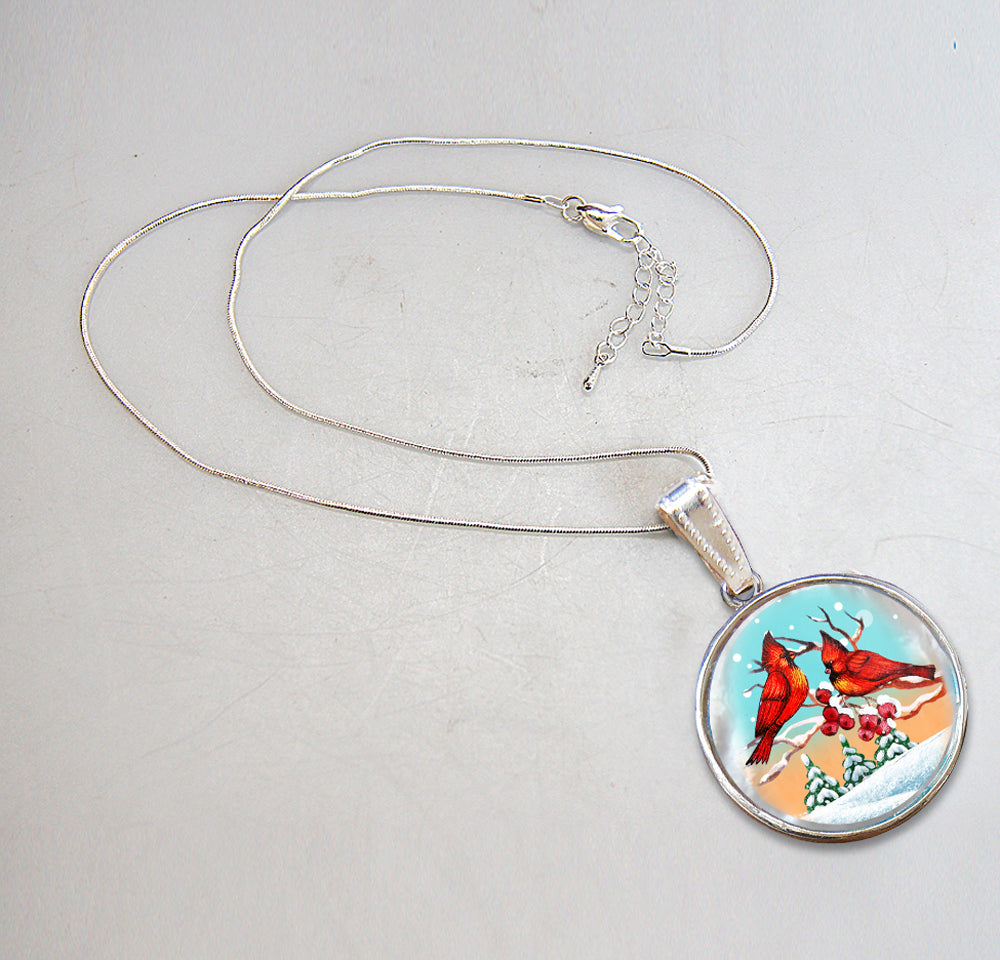 Collar con colgante de nácar bañado en plata de Red Robins - 44036