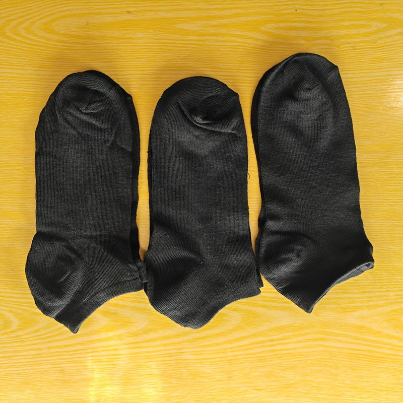 Lot de 3 paires de chaussettes de cheville simples et solides pour homme, confortables, respirantes, douces et absorbantes pour l'extérieur