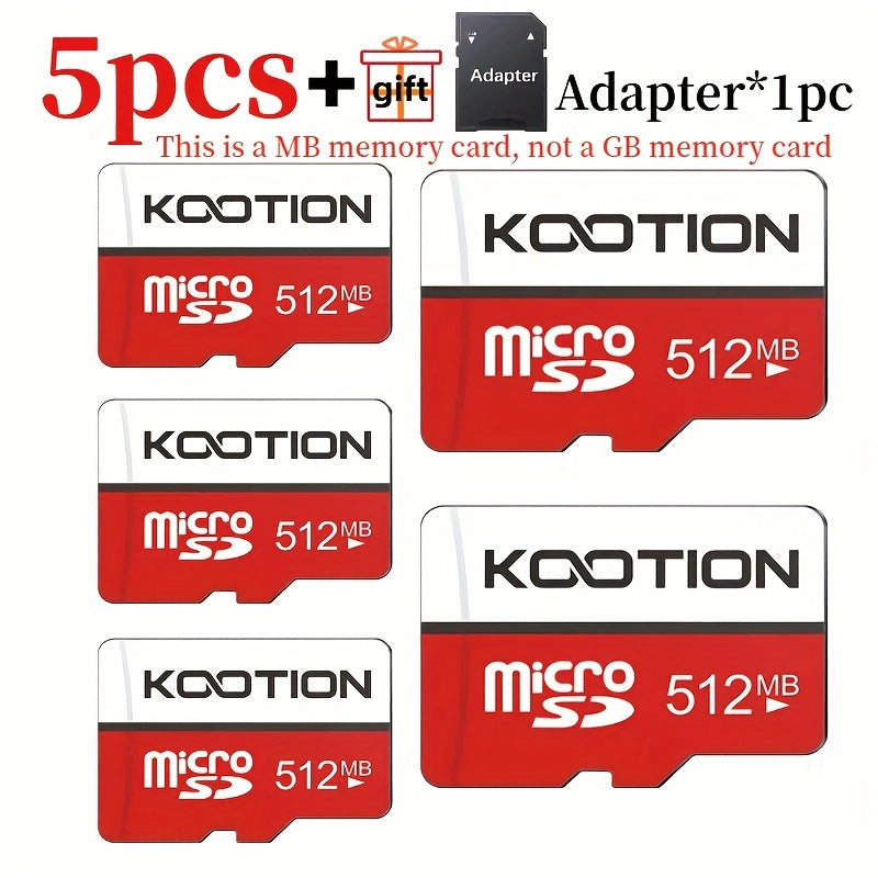 [10 cartes TF haute vitesse] KOOTION Lot de 10/5 cartes mémoire TF haute vitesse UHS-I C10 U1 64 Go 32 Go 512 Mo avec adaptateur SD | Mini carte SDXC pour smartphone, tablette, ordinateur portable, caméra embarquée, drone, console de jeu