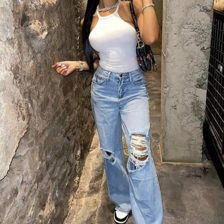Women's Solid Color Neck Tie Sexy Versatile Camisole Vest - Lootquake