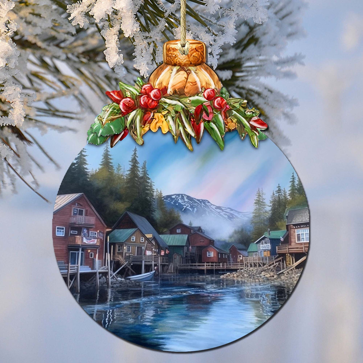 Arctic Mountain Homes Wooden Ornaments by G.Debrekht - Wildlife Holiday Decor - 870014