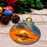 Coastal Christmas Decor - Ocean Sunset Wooden Ornaments by G. DeBrekht Coastal Holiday Decor - 8688171