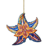 Nautical Christmas Ornaments - Mosaic Starfish Wooden Ornaments by G.Debrekht Coastal Holiday Decor - 8688180