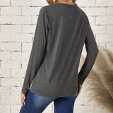Ladies' Fashionable Casual Patchwork Color Long Sleeved T-shirt Top - Lootquake