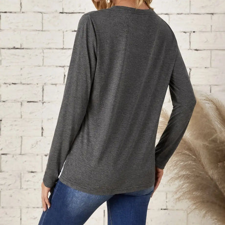 Ladies' Fashionable Casual Patchwork Color Long Sleeved T-shirt Top - Lootquake