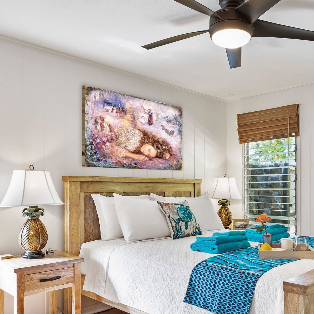 Arte mural de madera "Sueño invernal" de Josephine Wall - Decoración de fantasía - 852147-JW