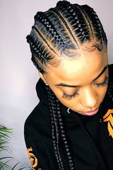 36" Jumbo Cornrow & Knotless Box Braids Wig | Full Lace | Light Brown Lace | Synthetic