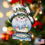 Joe Cool Snow Globe Wooden Ornaments by Jamie Mills-Price - Christmas Santa Snowman Decor - 8457506