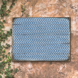 Blue Chevron Stripes Rustic Wooden Wall Art by G. DeBrekht - Floral Ornamental Decor - 95009B