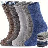 Lot de 5 paires de chaussettes chaudes en laine mérinos pour homme et femme, idéales pour les activités hivernales de plein air, la randonnée, le trekking, le camping et la pêche.