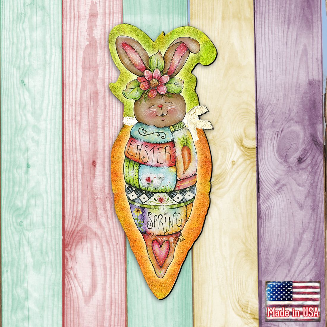 Carrot Bunny Easter Door Decor by Jamie Mills-Price - Easter Spring Decor - 8457609H