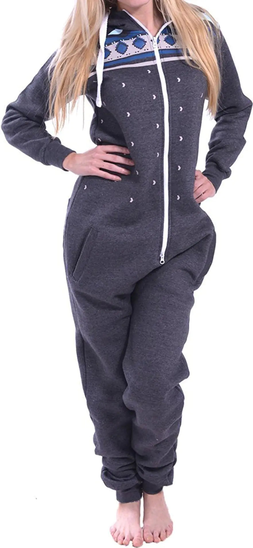 Juicy Trendz Adult Onesie for Women Unisex Fleece hooded Cute Onesies Adult Non Footed Ladies PJs Novelty One Piece Pajamas