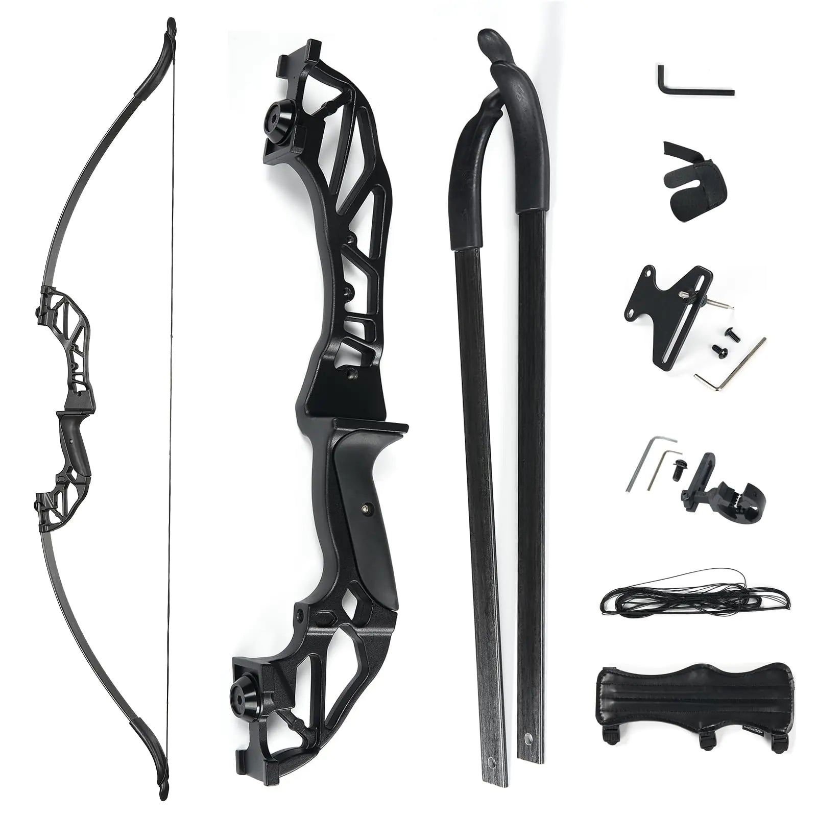 Ensemble d'arcs recourbés démontables de 56 pouces, pour la chasse, le tir à l'arc sur cible, avec branches et contremarche en alliage d'aluminium pour adultes, jeunes ou débutants – Droitier 40 lb