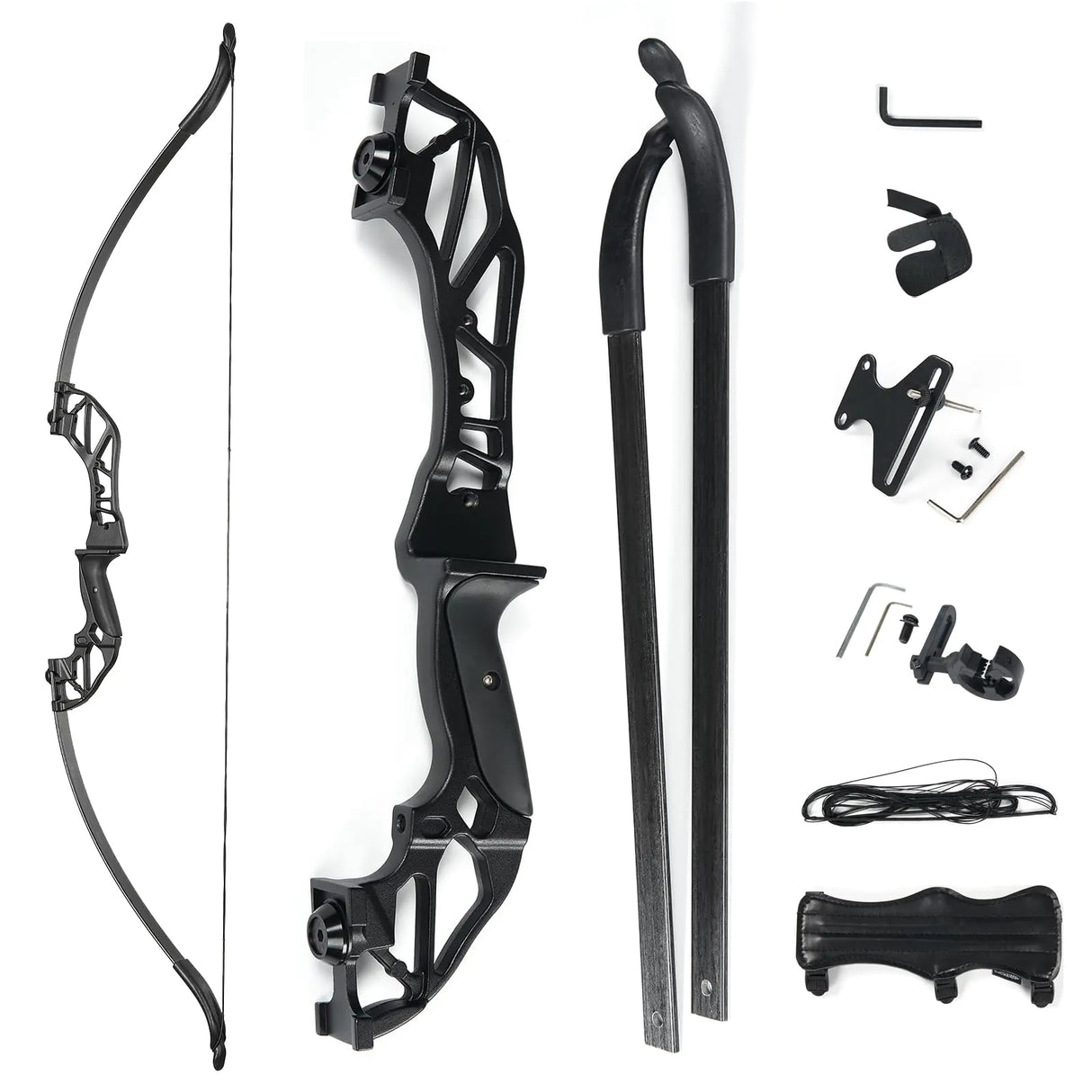 Ensemble d'arcs recourbés démontables de 56 pouces, pour la chasse, le tir à l'arc sur cible, avec branches et contremarche en alliage d'aluminium pour adultes, jeunes ou débutants – Droitier 40 lb