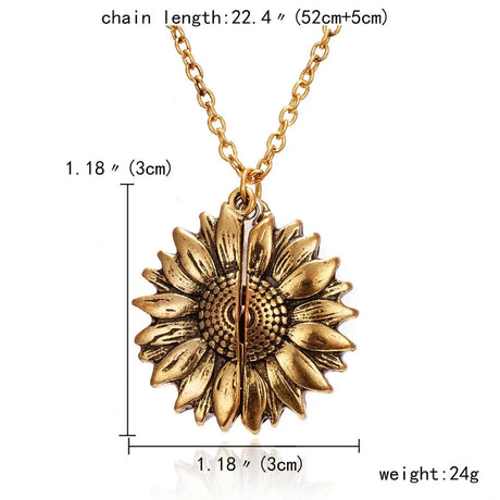 Trendy Sunflower Double-layer Engraved Pendant Necklaces - Lootquake
