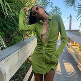 Women Ruched Shirt Dresses - Lootquake