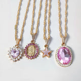 Multi-layer Pink Heart Crystal Pendant Necklaces - Lootquake