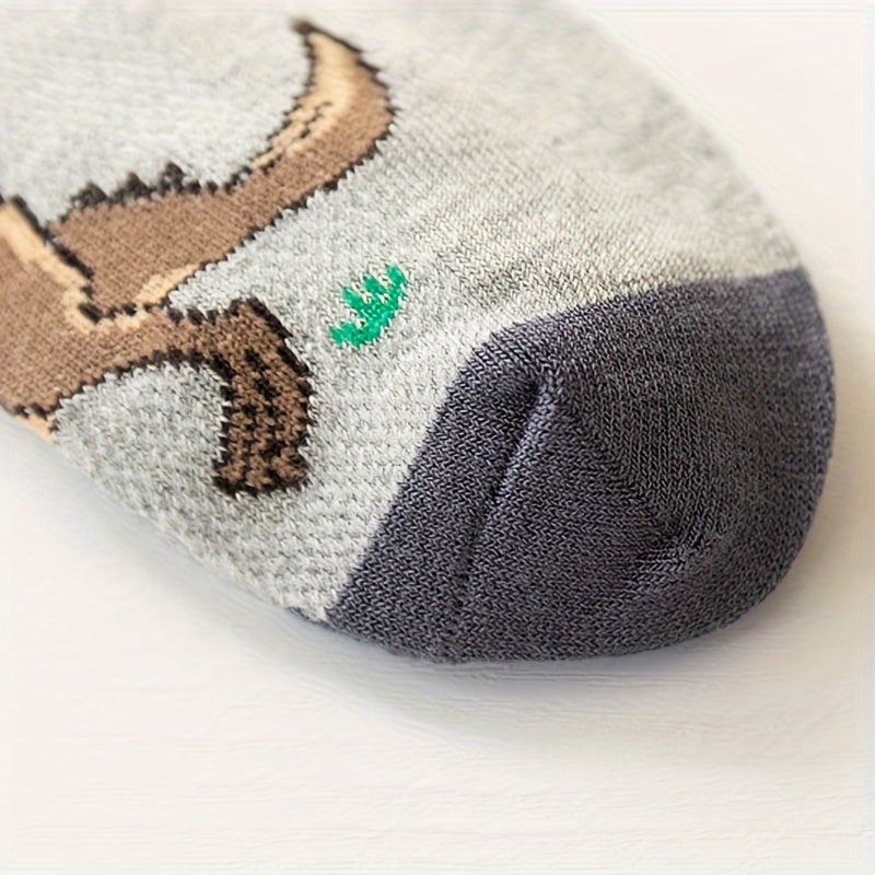 5 pares de calcetines invisibles con estampado de dinosaurio para niño, cómodos, transpirables, informales y suaves, ideales para actividades al aire libre.