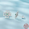 Lucky Four-Leaf Clover Stud Earrings Sterling Silver Plant - Lootquake