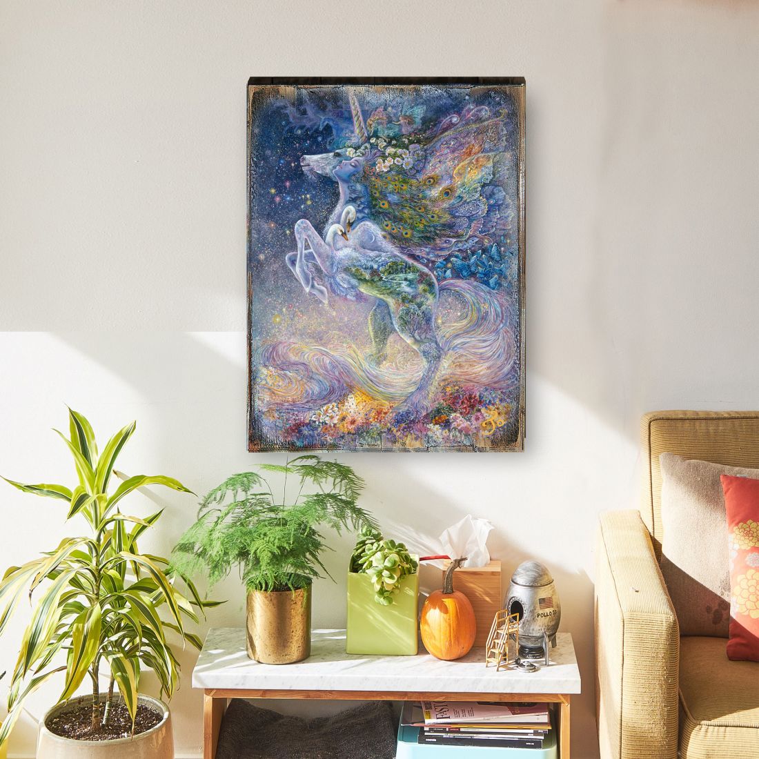 Arte mural de madera de fantasía "Alma de un unicornio" de Josephine Wall - Decoración de fantasía - 852128-JW