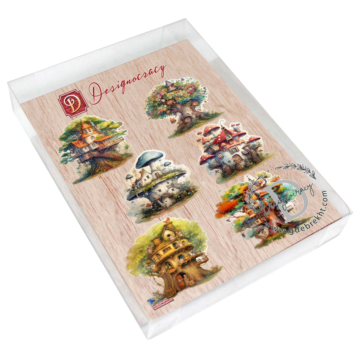 Tree House Decorative Wooden Magnets Set of 6 by G. Debrekht - Easter Spring Decor - 8090026G-S6