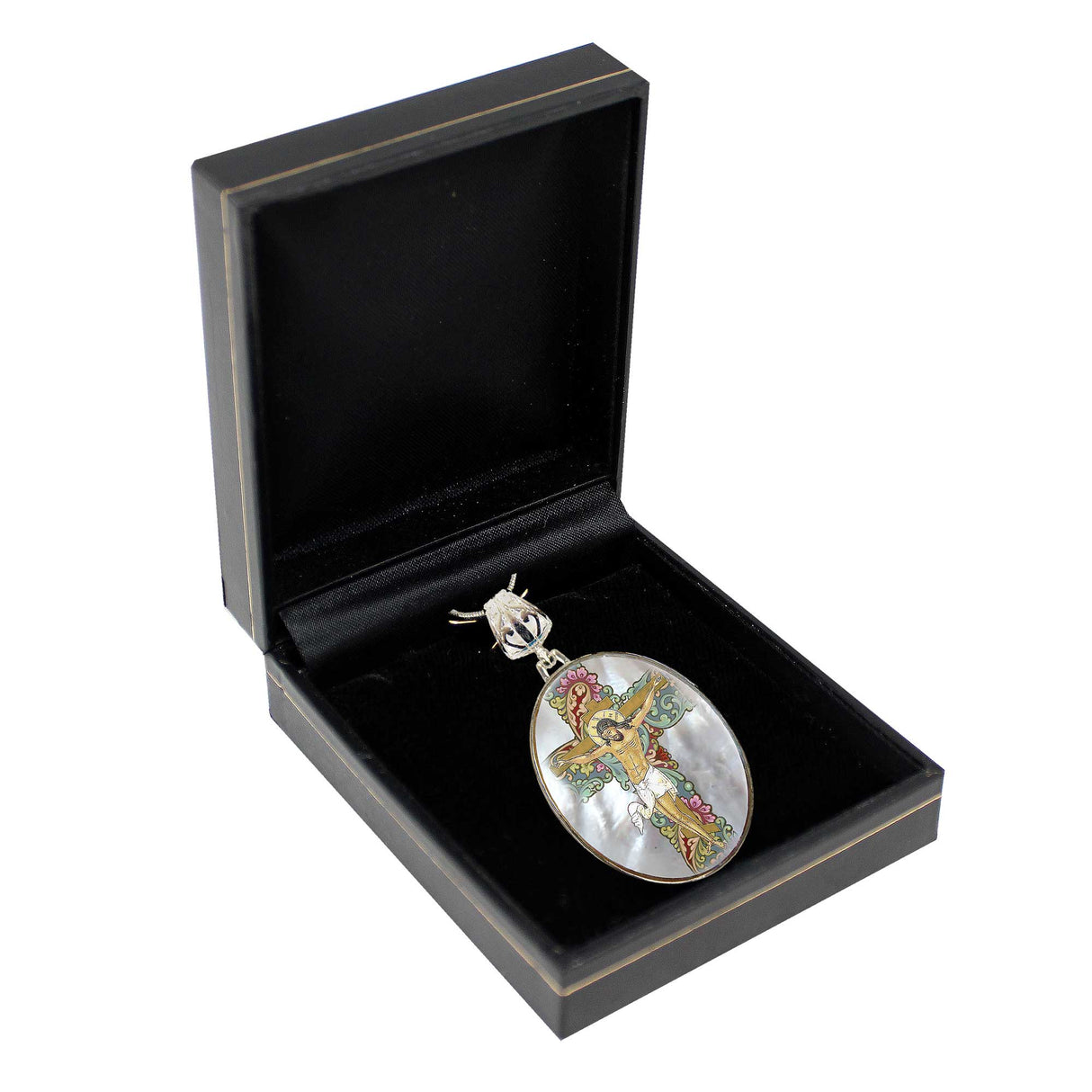 Jesus Cross Silver-Plated Mother of Pearl Necklace Jewelry - 43030