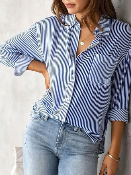 Classic Striped Casual, Business, Versatile Four Seasons Can Wear A Long-sleeved Shirt. - Lootquake