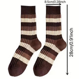 1 par de calcetines térmicos suaves y cómodos a rayas, modernos, informales, versátiles y absorbentes del sudor para deportes al aire libre.