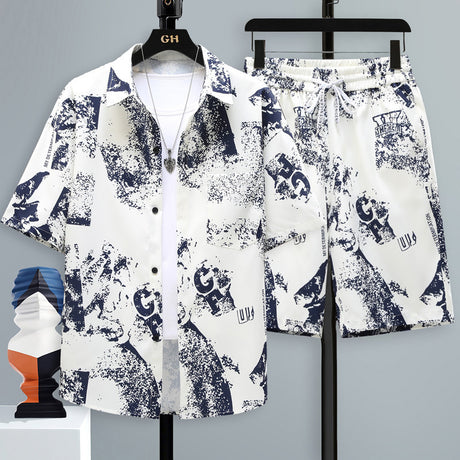 Men's Short-sleeved Suit Youth Student Leisure Sports Cool Shorts Two-piece Set - Lootquake