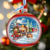 Antler Express Lg Glass Ornament by G.Debrekht - Christmas Holiday Decor - 73946